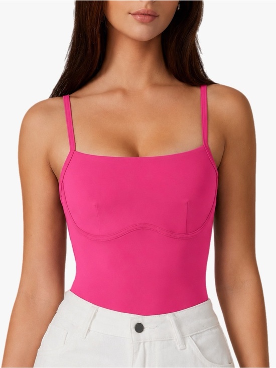 ReoRia Tops - NWT REORIA Hot Pink Spaghetti Strap Snap Closure Thong Bodysuit Size S,M,L